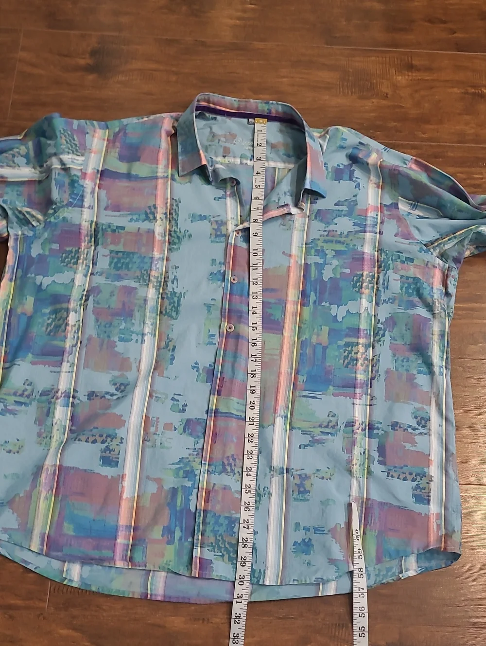 Visconti Uomo Light Blue Abstract Print Men’s Button-Up Shirt Vintage 2xlb
